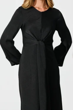 Best The moment Maxi Dress in Black Crinkle Satin Dresses|Party