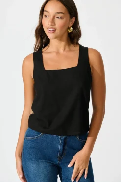 Discount Tiami Cami Top In Black Linen Blend Tops|Casual