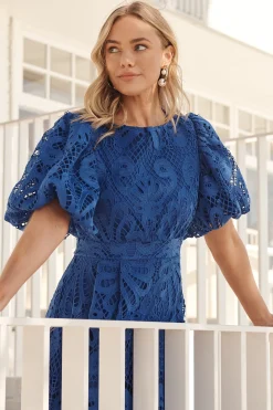 Hot Tillie Lace Maxi Dress In Cobalt Dresses|Formal