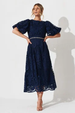 Clearance Tillie Lace Maxi Dress In Navy Dresses|Formal