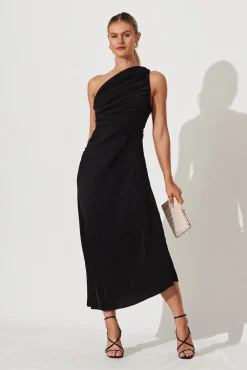 New Toulon One Shoulder Maxi Dress In Black Dresses|Formal
