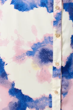 Outlet Trinity Maxi Shirt Dress In Blue With Lilac Watercolour Dresses|Casual