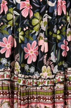 Online Tully Dress in Black with Pink Boho Floral Dresses|Casual