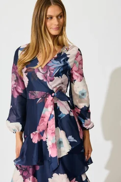 Discount Twilight Petals Midi Dress in Navy Floral Dresses|Party