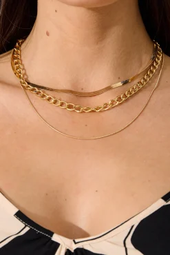 New Tyra Layered Necklace In Gold With Snake Chain Jewellery