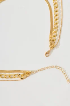 New Tyra Layered Necklace In Gold With Snake Chain Jewellery