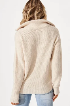 Fashion Uma Zip Athleisure Knit in Beige Knitwear|Knitwear