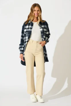 Sale Ursula Shacket in Navy Check Outerwear|Outerwear