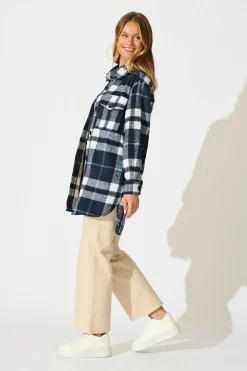 Sale Ursula Shacket in Navy Check Outerwear|Outerwear