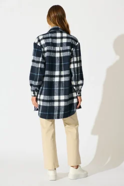 Sale Ursula Shacket in Navy Check Outerwear|Outerwear