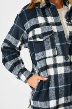 Sale Ursula Shacket in Navy Check Outerwear|Outerwear