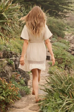 New Valletta Dress in Cream Linen Blend Dresses|Casual