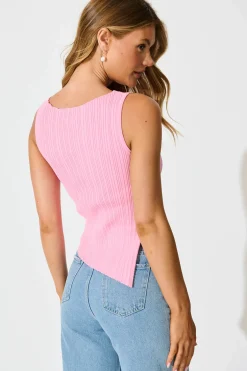 Hot Valley Top In Pink Tops|Casual
