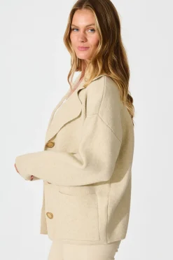 Sale Varney Knit Cardigan in Beige Wool Blend Knitwear|Knitwear