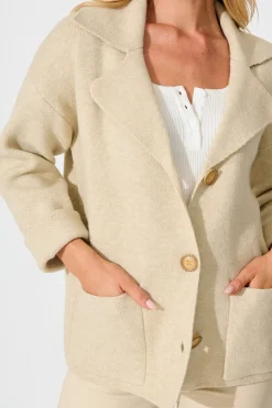 Sale Varney Knit Cardigan in Beige Wool Blend Knitwear|Knitwear