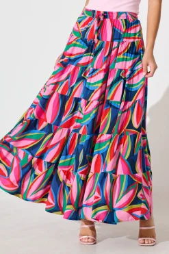Clearance Venus Maxi Skirt In Navy With Multi Print Bottoms|Skirts & Shorts