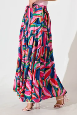 Clearance Venus Maxi Skirt In Navy With Multi Print Bottoms|Skirts & Shorts