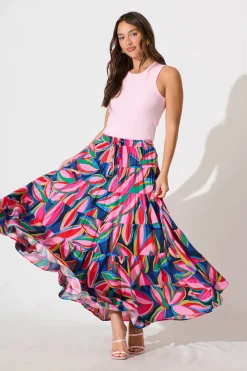 Clearance Venus Maxi Skirt In Navy With Multi Print Bottoms|Skirts & Shorts