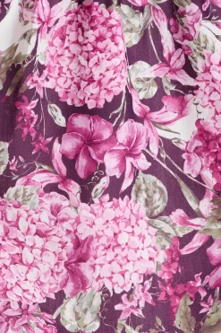 Clearance Verity Maxi Dress in Multi Plum Floral Linen Blend Dresses|Party