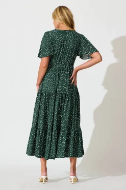 Sale Violet Maxi Dress In Emerald With White Spot Dresses