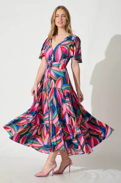 Sale Violet Maxi Dress In Navy With Multi Print Dresses