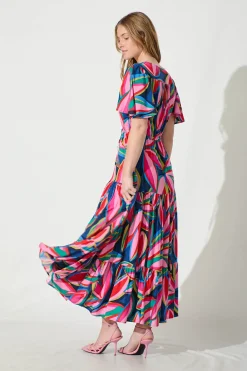 Sale Violet Maxi Dress In Navy With Multi Print Dresses
