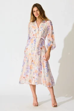 Sale Vivette Midi Dress in Multi Floral Print Dresses|Casual