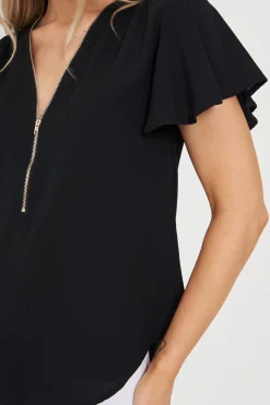 Hot Viviana Zip Top In Black Tops|Workwear
