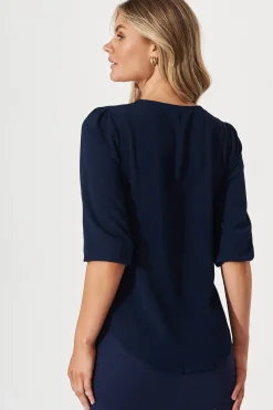 Best Viviani Zip Top In Navy Tops|Workwear