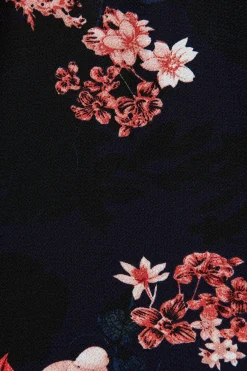 Clearance Viviani Zip Top In Navy With Pink And Blush Floral Tops|Workwear