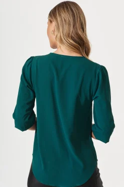 Fashion Viviani Zip Top In Teal Tops|Workwear