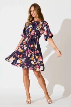 Discount Whitney Dress In Navy with Multi Floral Dresses|Casual
