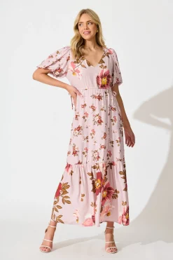 Hot Wildflower Maxi Dress in Blush Floral Dresses|Casual