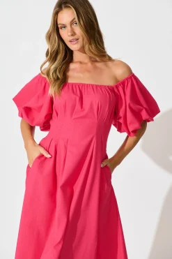 Clearance Wintour Midi Dress In Pink Linen Blend Dresses|Casual