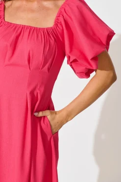 Clearance Wintour Midi Dress In Pink Linen Blend Dresses|Casual