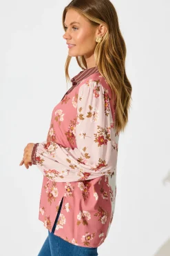 New Wishing in Blooms Shirt in Pink and Blush Floral Tops