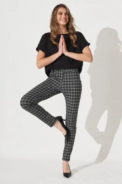 Hot Workflow Skinny Pants In Black Check Bottoms|Pants