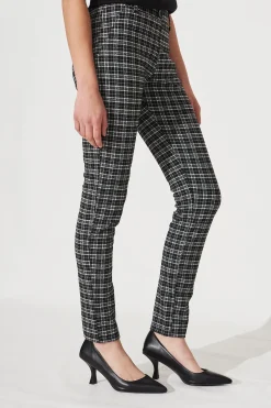 Hot Workflow Skinny Pants In Black Check Bottoms|Pants