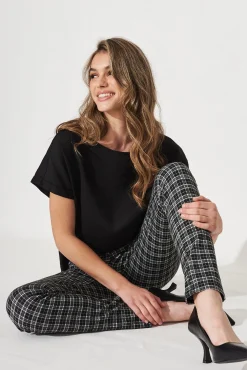 Hot Workflow Skinny Pants In Black Check Bottoms|Pants