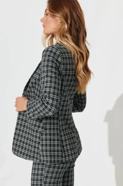 Sale Workflow Stretch Blazer In Black Check Outerwear|Outerwear