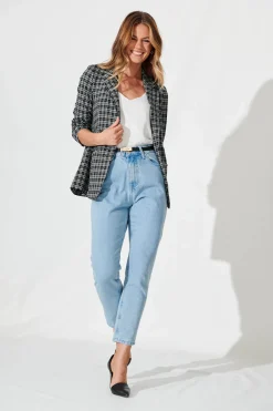 Sale Workflow Stretch Blazer In Black Check Outerwear|Outerwear