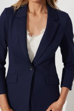 Outlet Workflow Stretch Blazer In Navy Outerwear|Outerwear