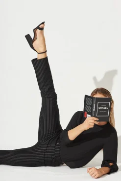 Outlet Workflow Stretch Straight Leg Pocket Pant In Black Pinstripe Bottoms|Pants