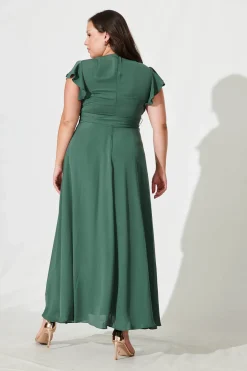 New Wynter Maxi Dress in Green Chiffon Dresses|Party