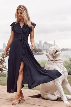 Fashion Wynter Maxi Dress in Navy Chiffon Dresses|Formal