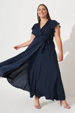 Fashion Wynter Maxi Dress in Navy Chiffon Dresses|Formal