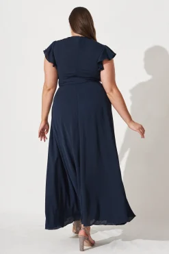 Fashion Wynter Maxi Dress in Navy Chiffon Dresses|Formal
