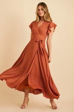 Discount Wynter Maxi Dress in Rust Chiffon Dresses|Formal