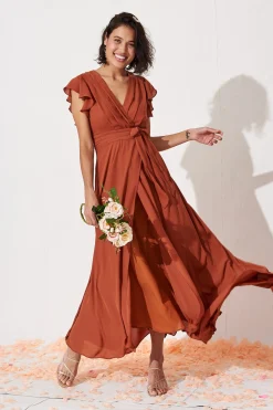 Discount Wynter Maxi Dress in Rust Chiffon Dresses|Formal