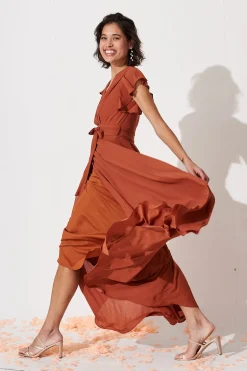 Discount Wynter Maxi Dress in Rust Chiffon Dresses|Formal